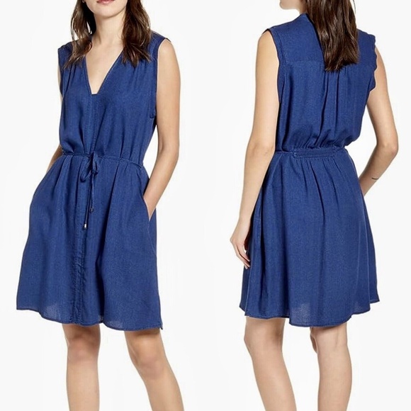 NWT Splendid Willow Tie-Waist Dark Wash Dress - Size Small - Picture 1 of 5